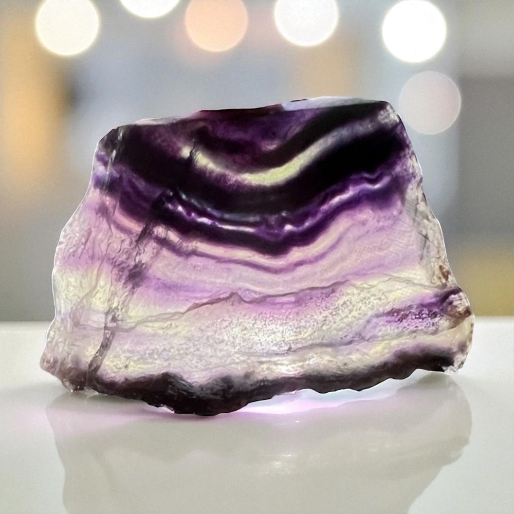 Polished Fluorite Slice – Deep Violet‎ Bands for Calming Mental Balance